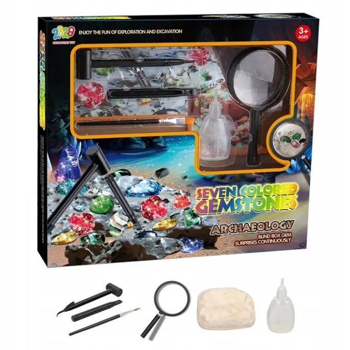 Mały archeolog odkrywa ukryte artefakty w zestawie wykopaliskowym