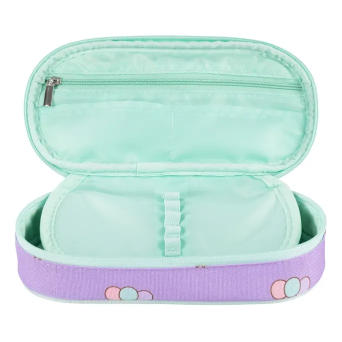 Saszetka szkolna Pusheen Violet z organizerem na przybory.