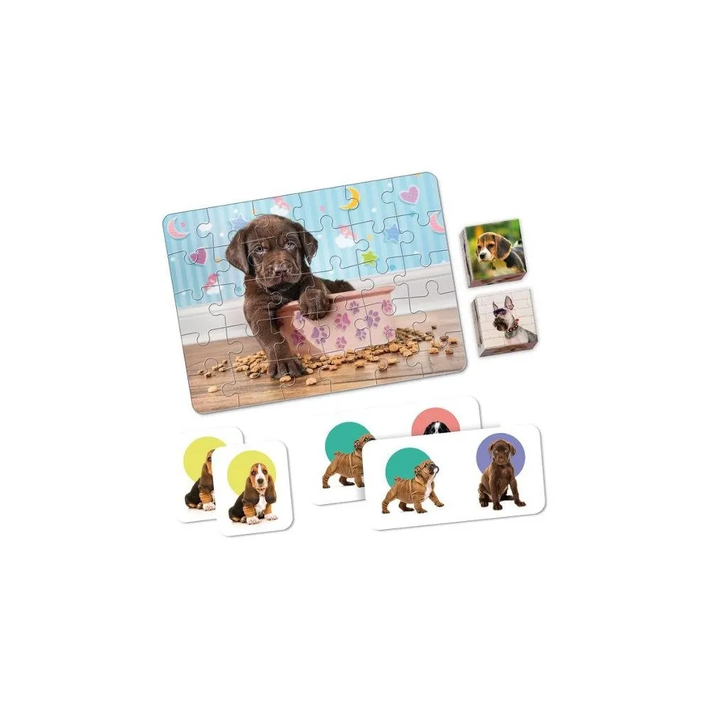 EDU KIT PIESKI PUPPIES MEMO DOMINO KOSTKI PUZZLE CZ