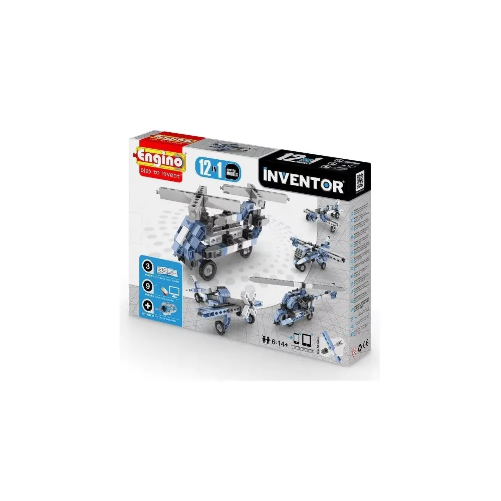 Zestaw klocków do budowy 12 modeli konstrukcyjnych.