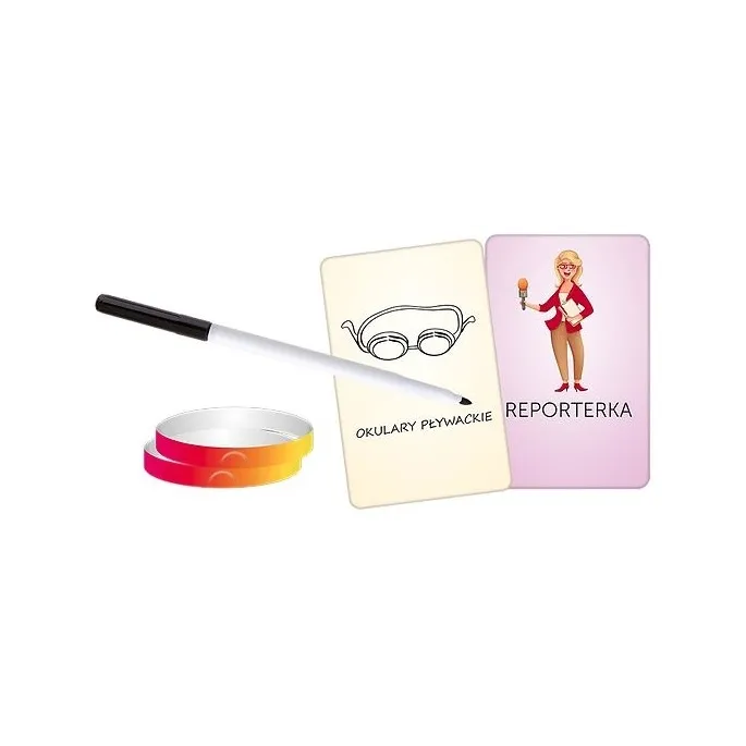 Zestaw do gry Kim Jestem - pasjonujące karty i akcesoria.