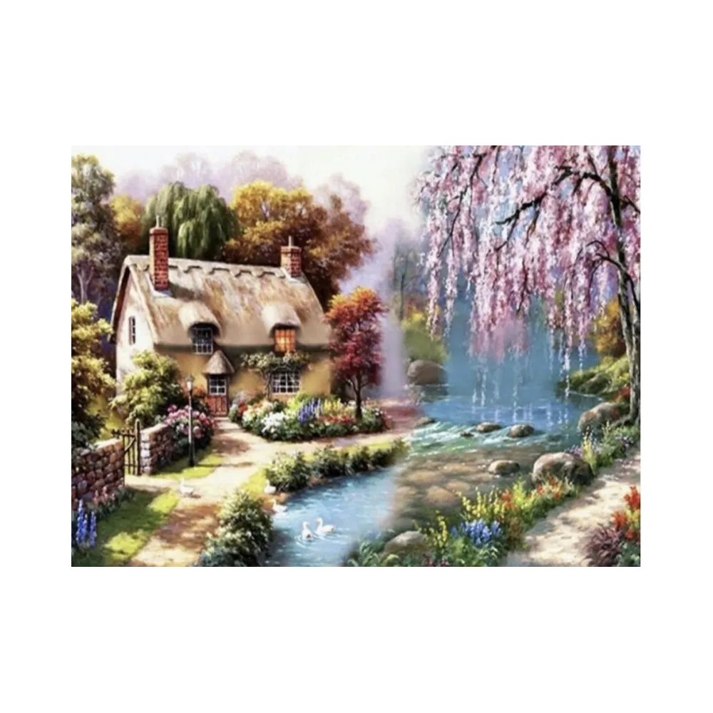 Diamentowa mozaika Domek nad strumykiem