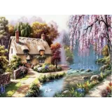 Diamentowa mozaika Domek nad strumykiem