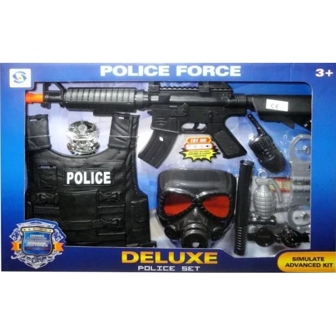 Zestaw policyjny z dźwiękami i akcesoriami dla dzieci