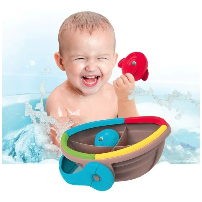 Pływająca łódka na zabawę podczas kąpieli z wędką w zestawie.