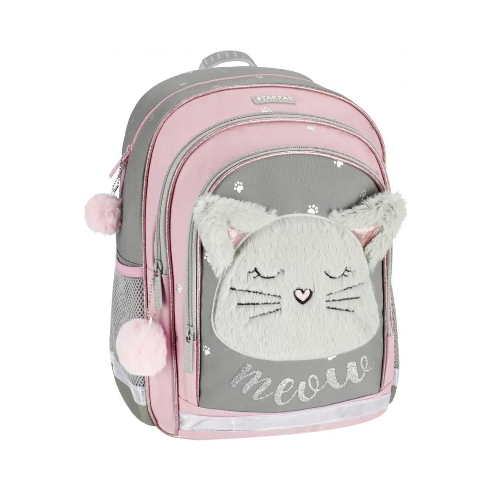 Plecak szkolny Kot pluszowy Kitty Plush Kotek pluszowe uszy