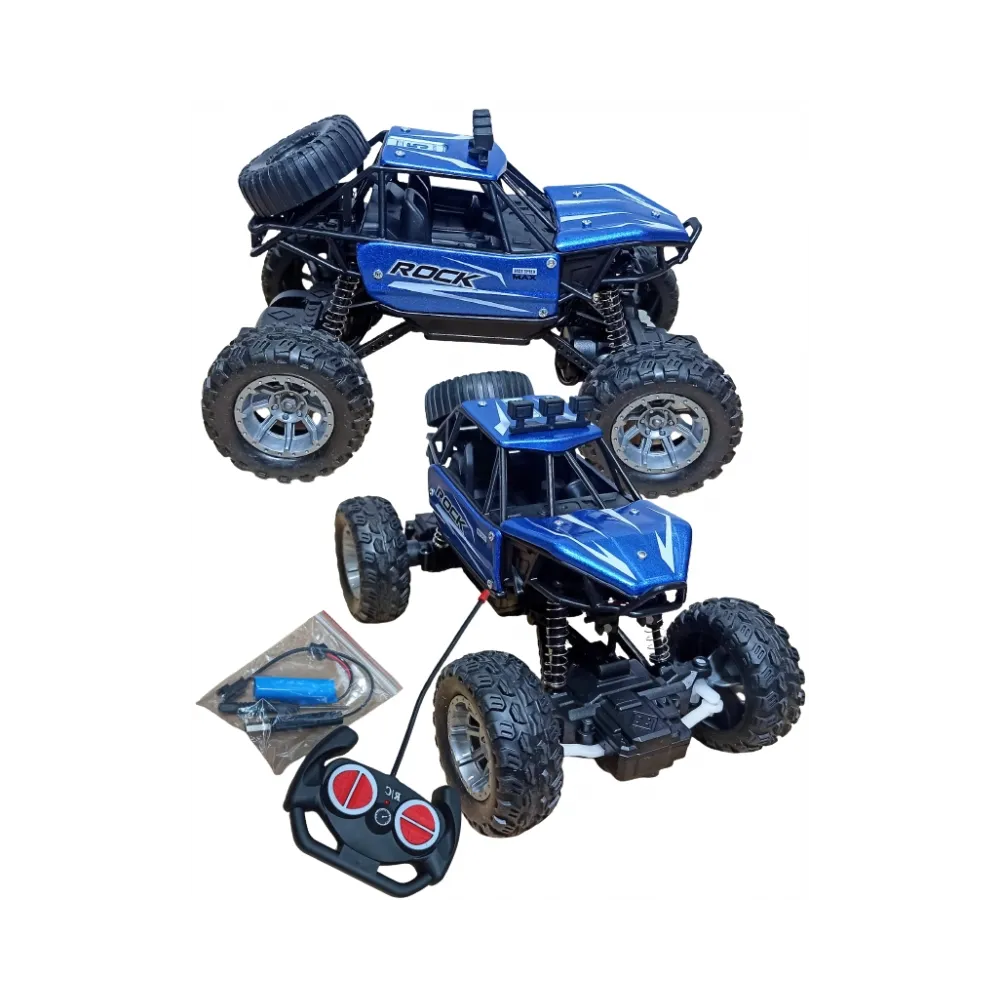 Monster Truck RC niebieski z metalową obudową i diodami LED