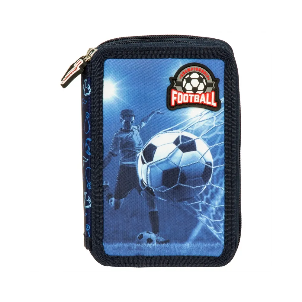 Piórnik z motywem piłkarskim w dwupoziomowej konstrukcji