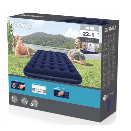 Materac dmuchany dwuosobowy flokowany 1,91 m Bestway G2