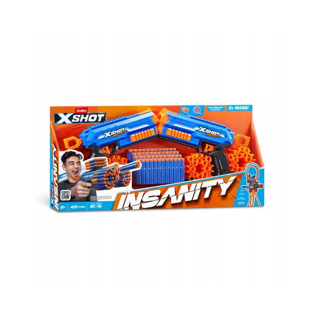 Zuru X-Shot PISTOLETY Insanity Double Manic AIR POCKETG2