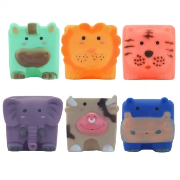 WOOPIE BABY Klocki Sensoryczne Zwierzątka Układanka do Ściskania + Dźwięk 6 el.