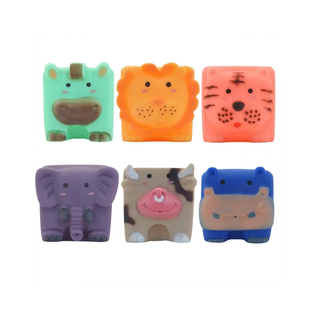 WOOPIE BABY Klocki Sensoryczne Zwierzątka Układanka do Ściskania + Dźwięk 6 el.