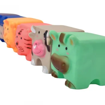 WOOPIE BABY Klocki Sensoryczne Zwierzątka Układanka do Ściskania + Dźwięk 6 el.