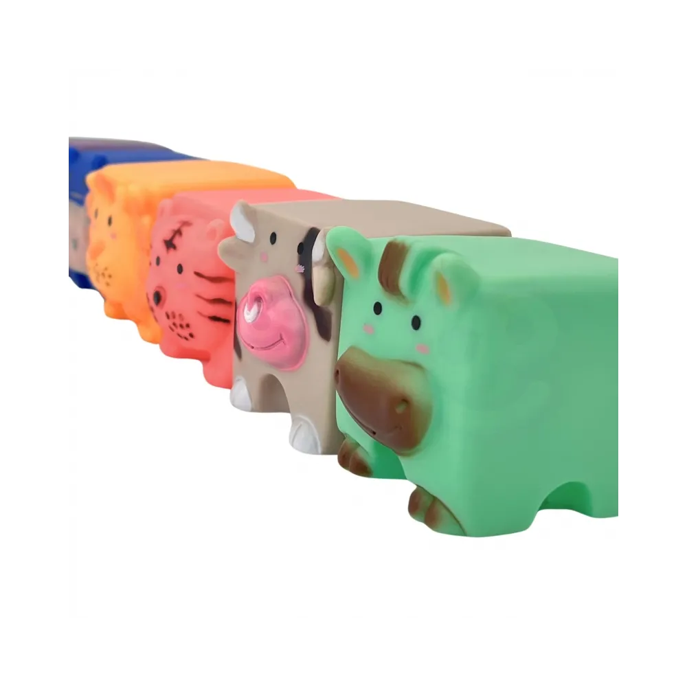 WOOPIE BABY Klocki Sensoryczne Zwierzątka Układanka do Ściskania + Dźwięk 6 el.