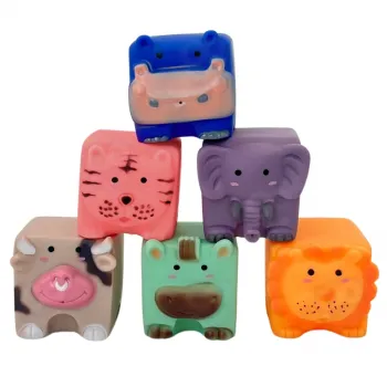 WOOPIE BABY Klocki Sensoryczne Zwierzątka Układanka do Ściskania + Dźwięk 6 el.