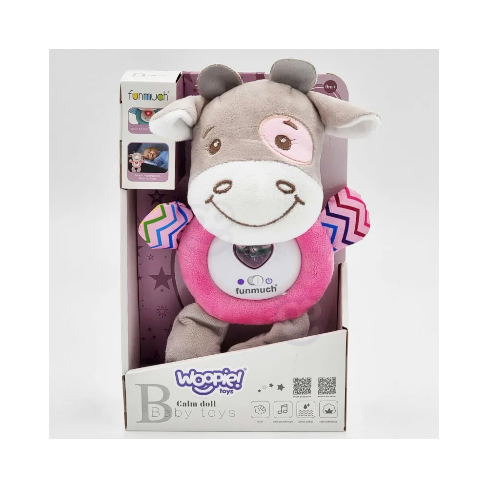 WOOPIE BABY Interaktywny Pluszak Przytulanka dla Niemowląt Światło Dźwięk Byczek Gryzak Usypiacz