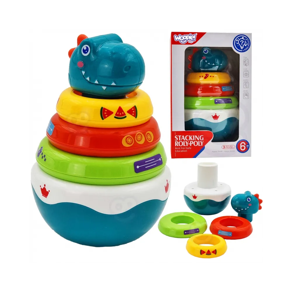 WOOPIE BABY Zabawka Sensoryczna Dino Układanka Piramidka dla Niemowląt