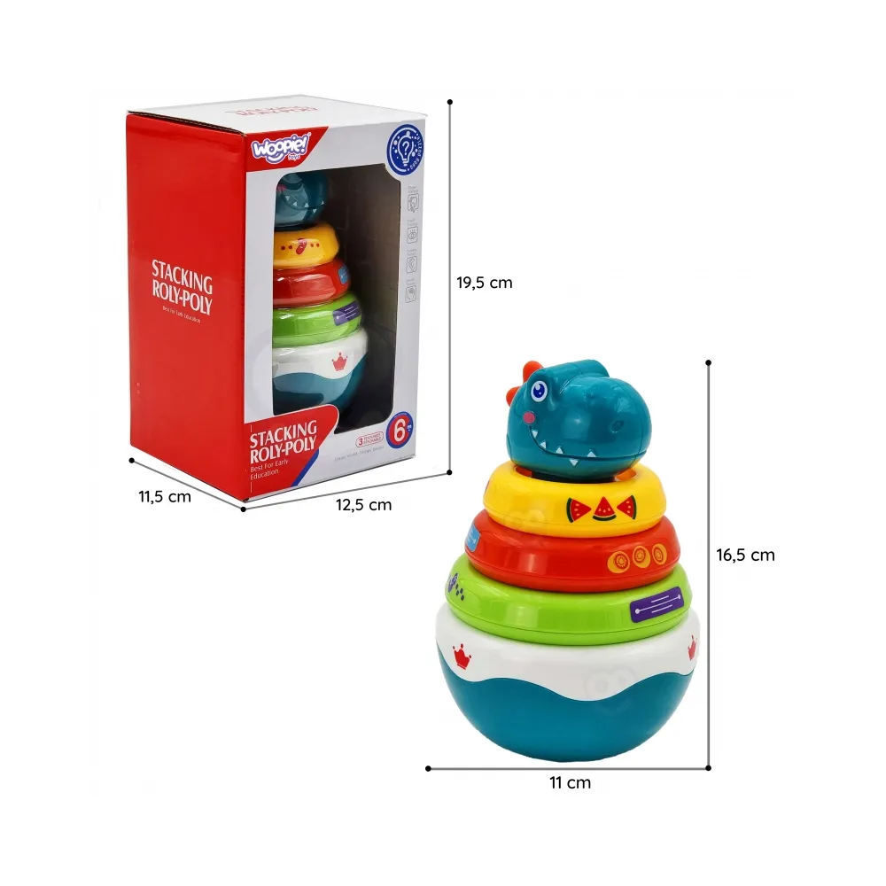 WOOPIE BABY Zabawka Sensoryczna Dino Układanka Piramidka dla Niemowląt