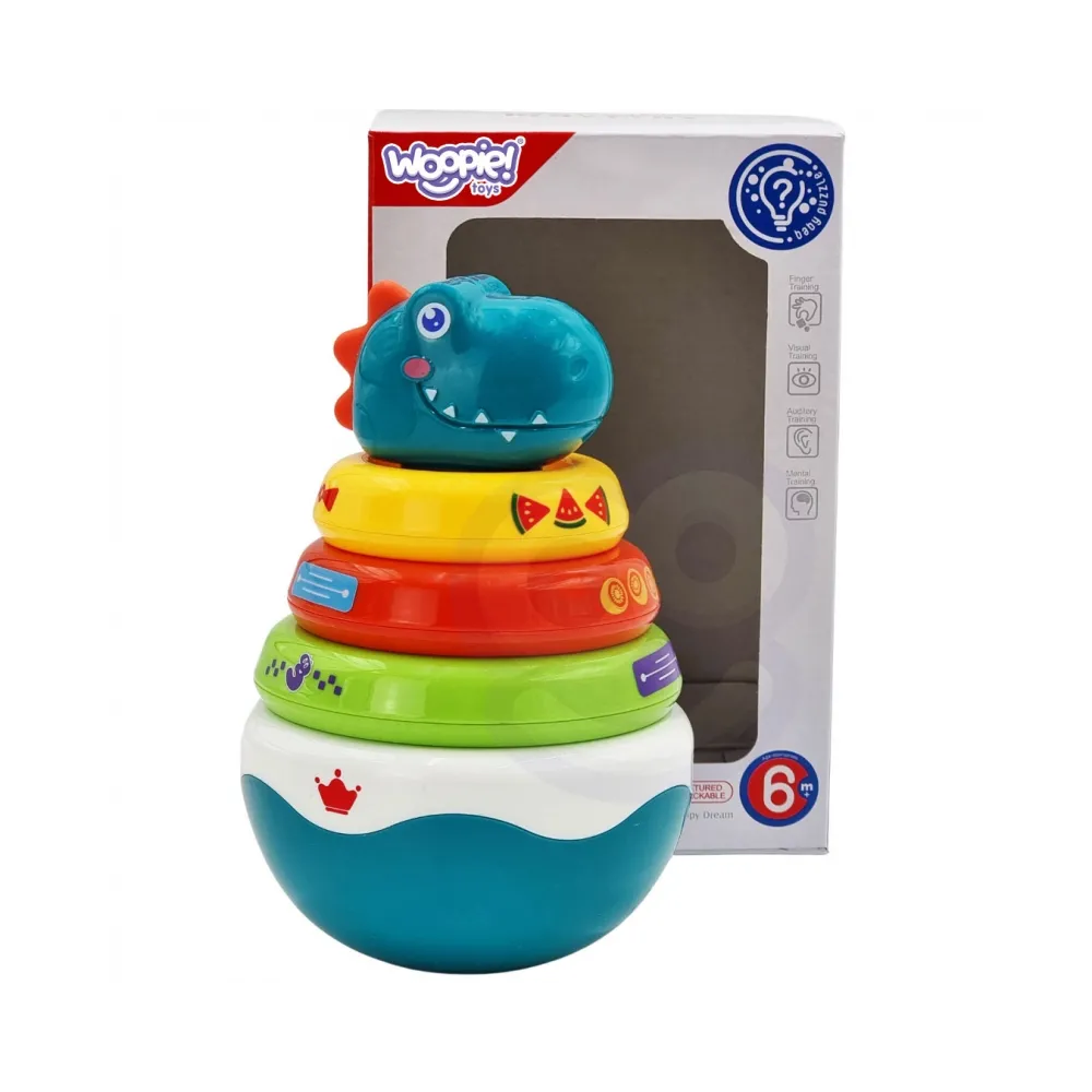 WOOPIE BABY Zabawka Sensoryczna Dino Układanka Piramidka dla Niemowląt