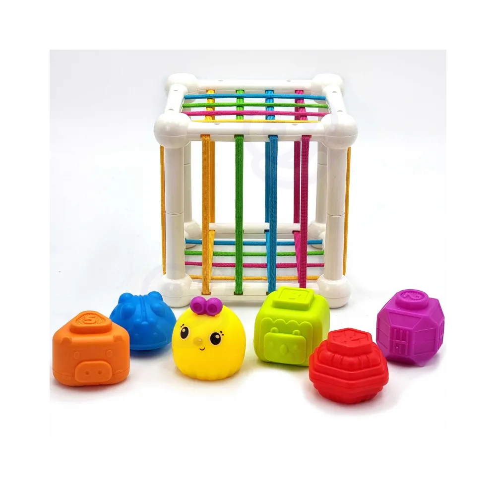 WOOPIE BABY Elastyczna Kostka Sensoryczna Sorter dla Dzieci Zwierzątka + Grzechotka 7 el.