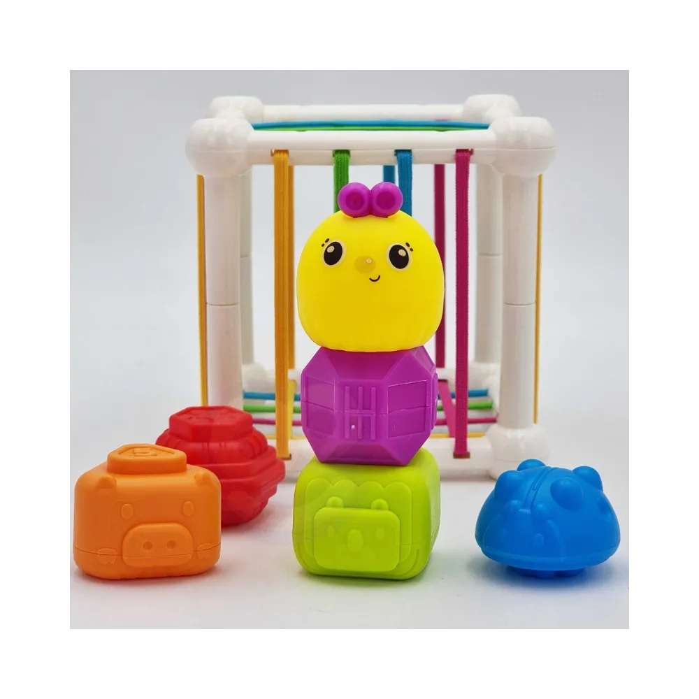 WOOPIE BABY Elastyczna Kostka Sensoryczna Sorter dla Dzieci Zwierzątka + Grzechotka 7 el.