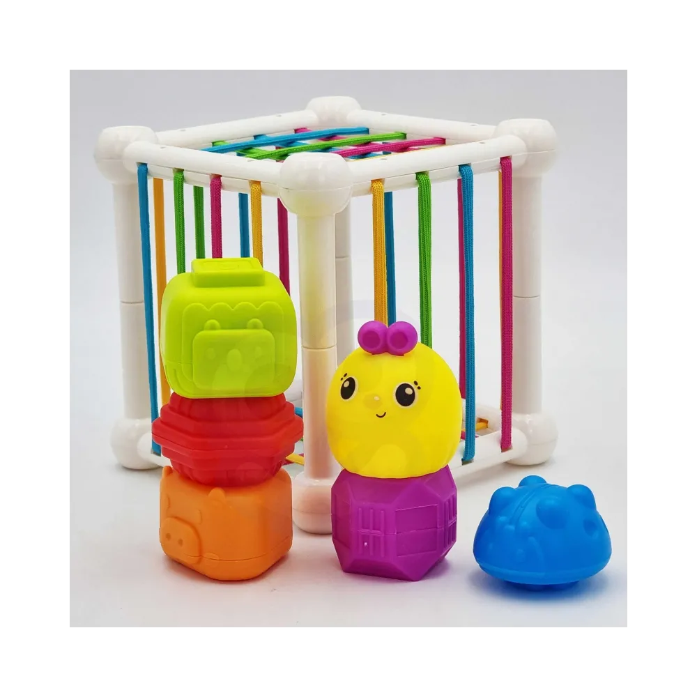 WOOPIE BABY Elastyczna Kostka Sensoryczna Sorter dla Dzieci Zwierzątka + Grzechotka 7 el.