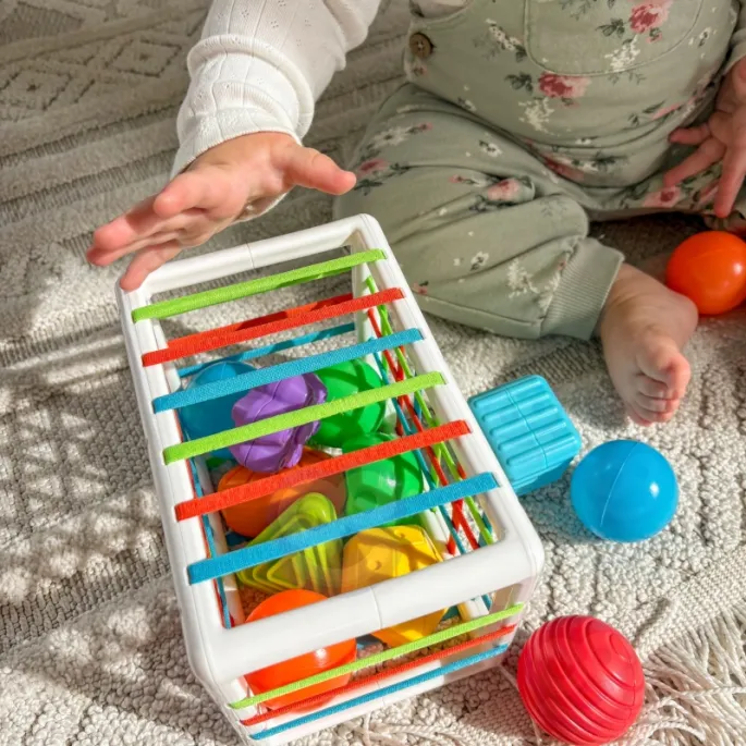 Sorter klocków z elastycznymi gumkami