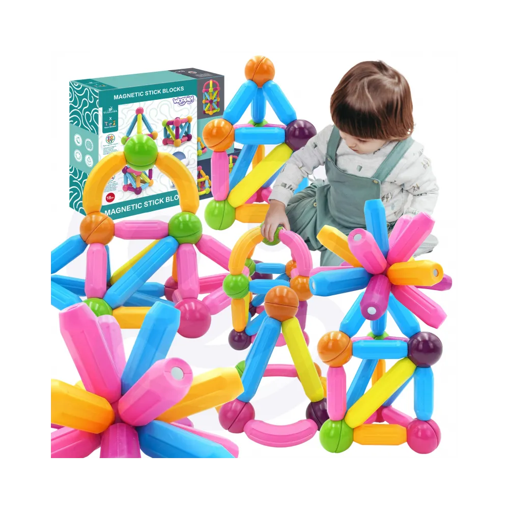 WOOPIE Magnetyczne Klocki Konstrukcyjne Edukacyjne Duże Grube 28 el.