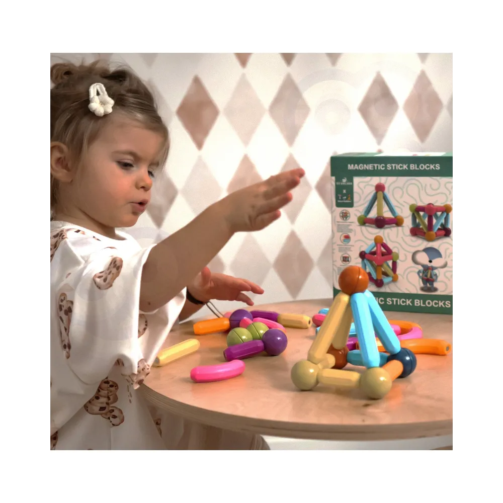 WOOPIE Magnetyczne Klocki Konstrukcyjne Edukacyjne Duże Grube 28 el.