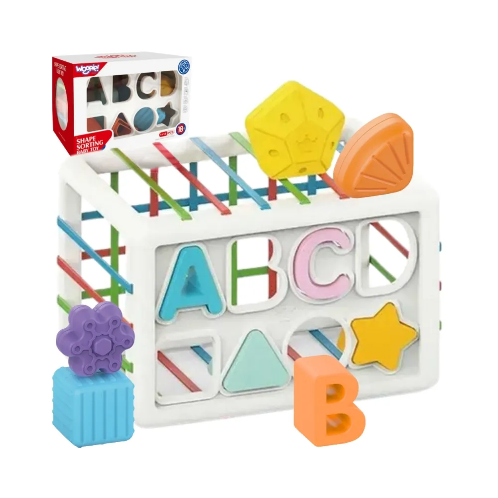 WOOPIE BABY Elastyczna Kostka Sensoryczna Sorter dla Dzieci Kolorowe Kształty Alfabet 15 el.