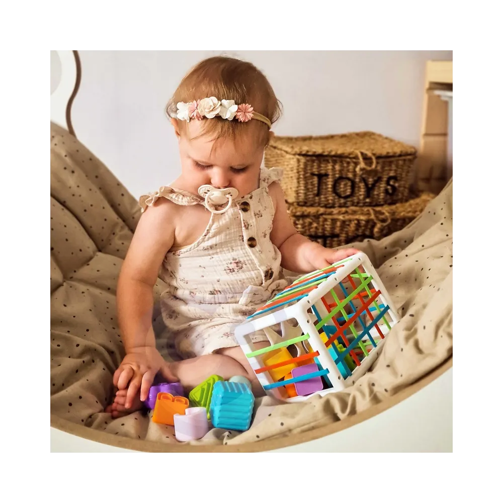 WOOPIE BABY Elastyczna Kostka Sensoryczna Sorter dla Dzieci Kolorowe Kształty Alfabet 15 el.