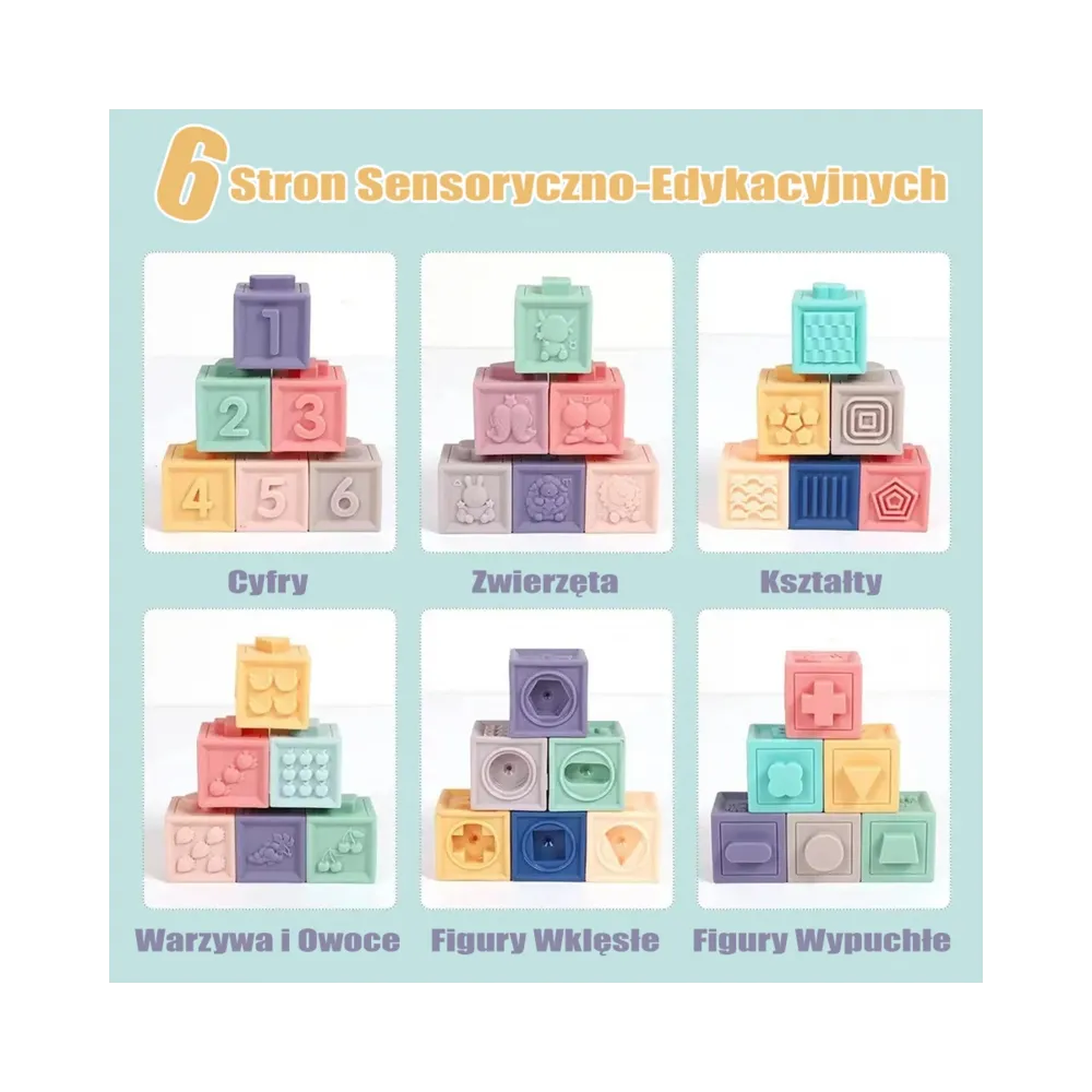 Zestaw 23 elementów: piłki, pierścienie i gryzaki sensoryczne