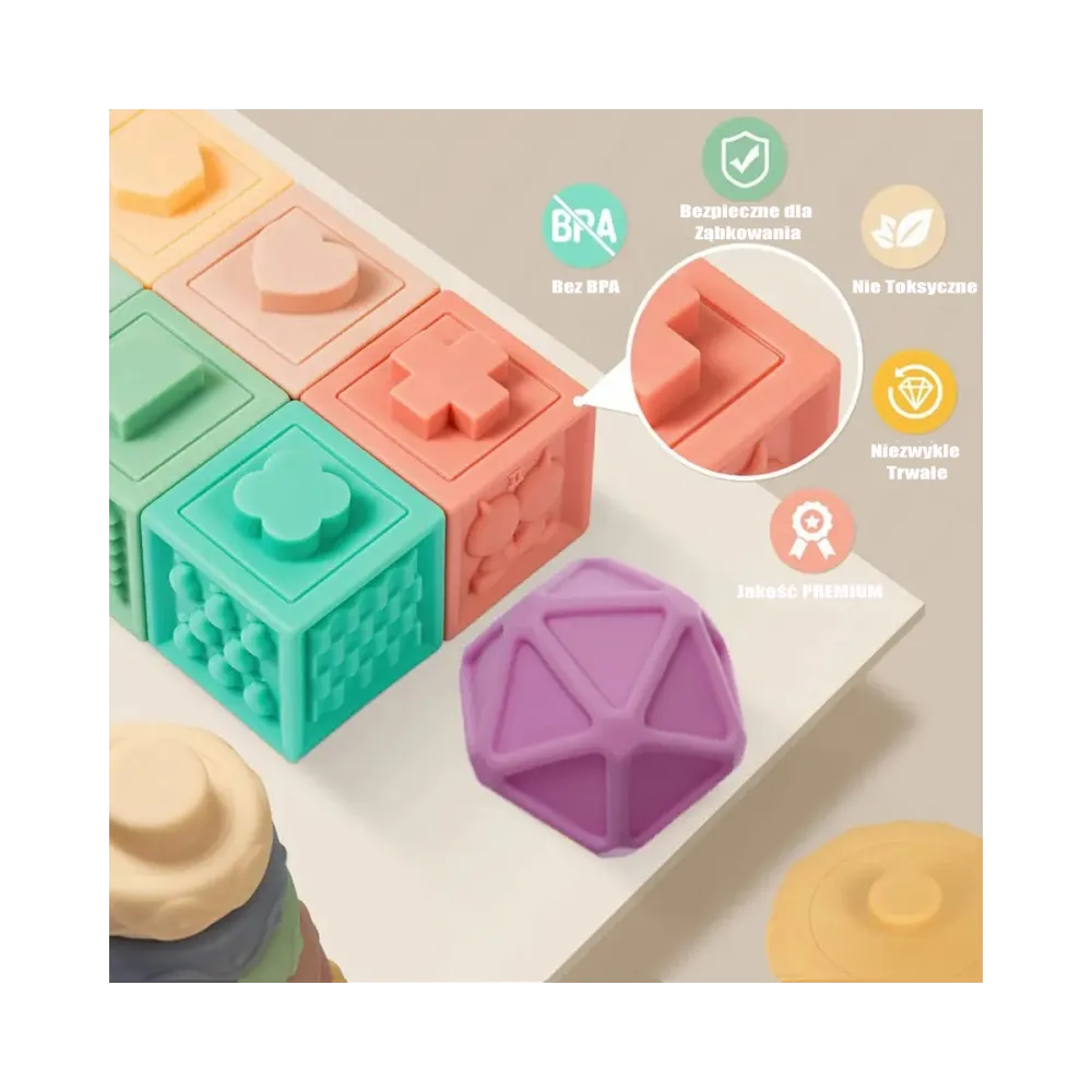 Kolorowa układanka rozwijająca zmysły niemowląt i małych dzieci