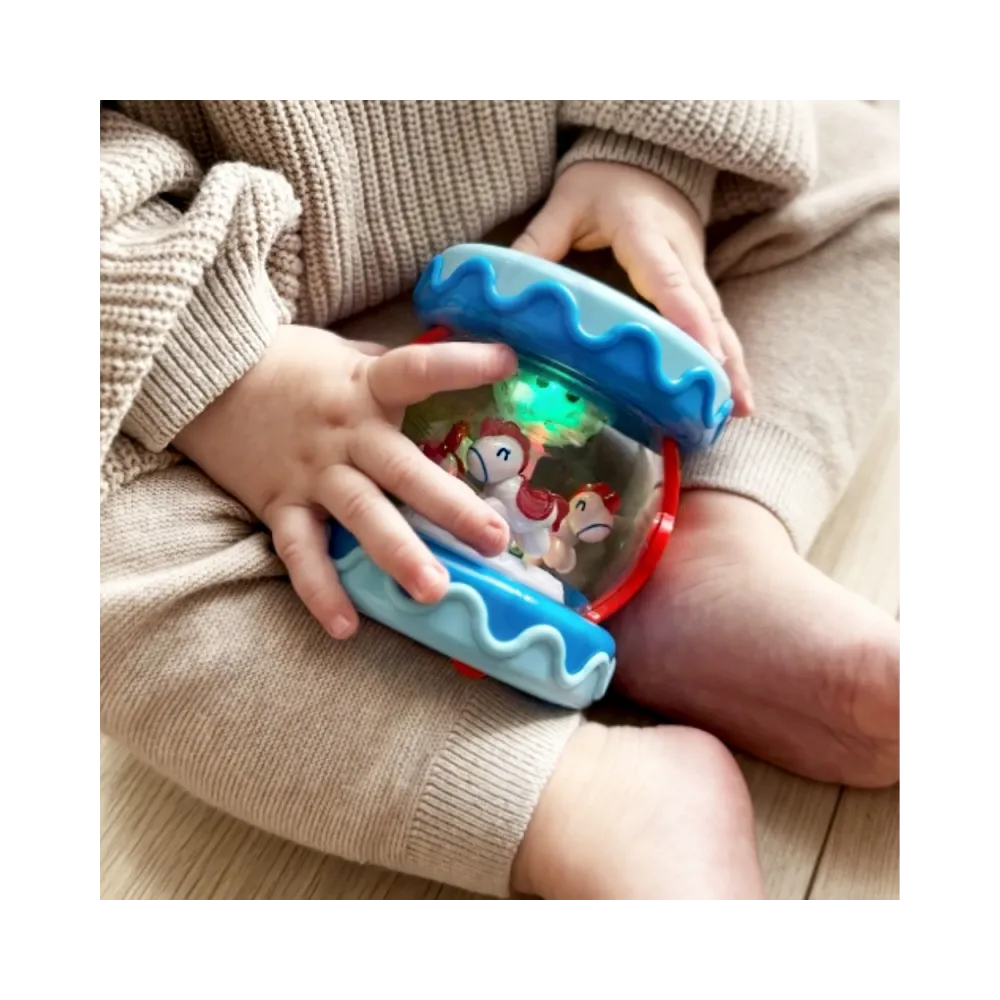 WOOPIE BABY Bębenek Pozytywka Projektor 3w1 Zabawka Muzyczna dla Niemowląt + Walec Roller do Nauki Raczkowania