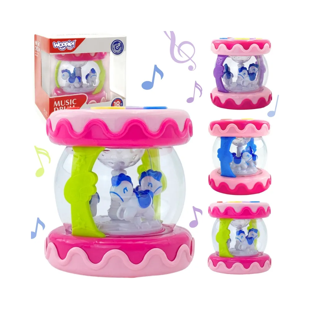 WOOPIE BABY Bębenek Pozytywka Projektor 3w1 Zabawka Muzyczna dla Niemowląt + Walec Roller do Nauki Raczkowania