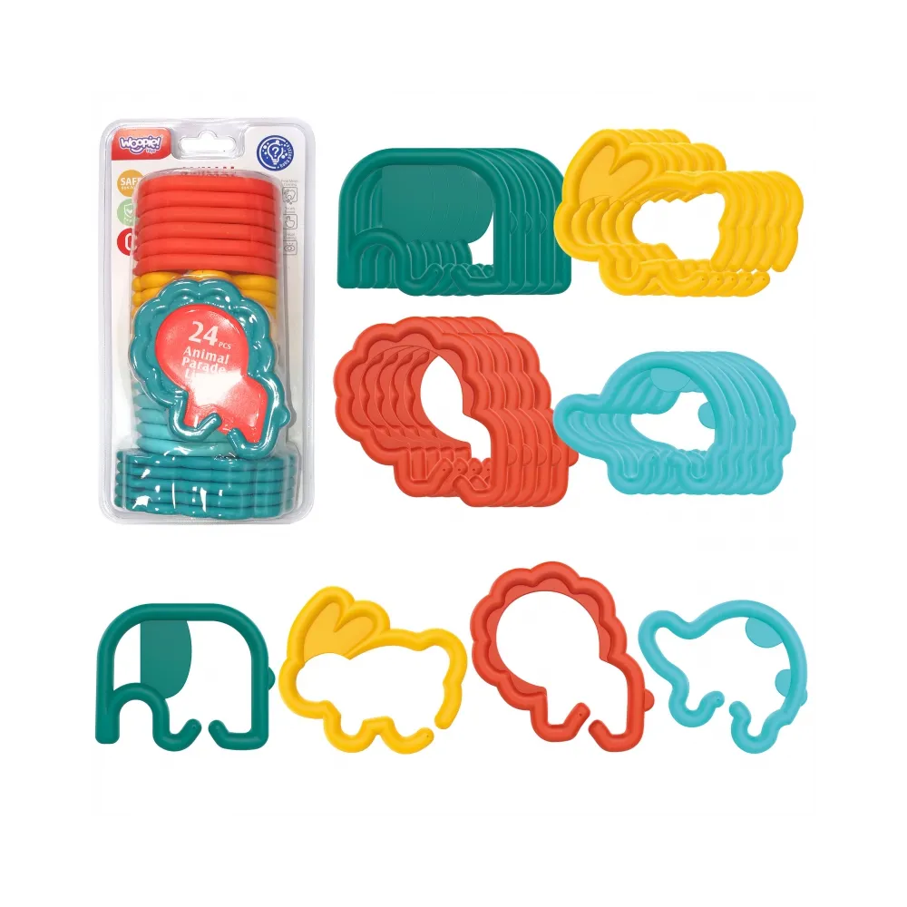 WOOPIE BABY Zabawka Sensoryczna Gryzaki dla Niemowląt Zawieszki Zwierzątka Łańcuszek 24 el.