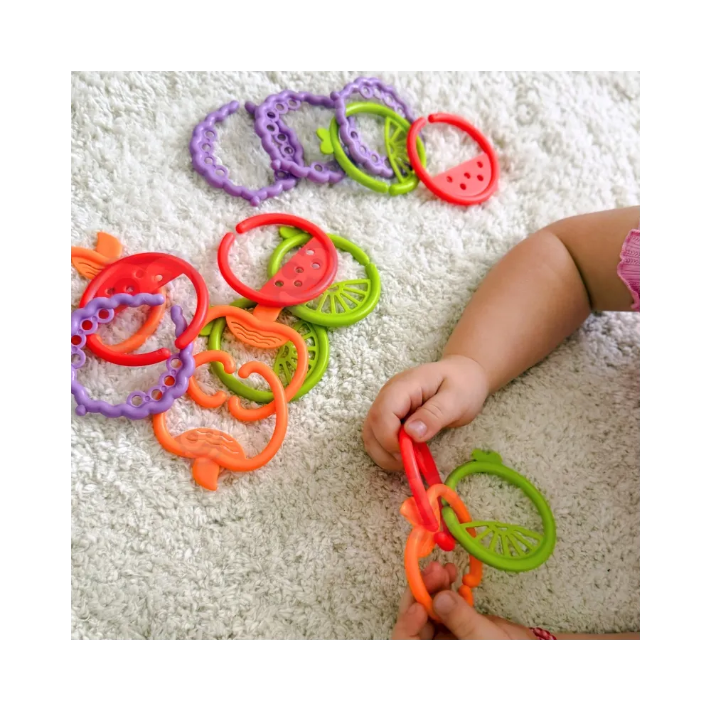 WOOPIE BABY Zabawka Sensoryczna Gryzaki dla Niemowląt Zawieszki Owoce Łańcuszek 4 el.