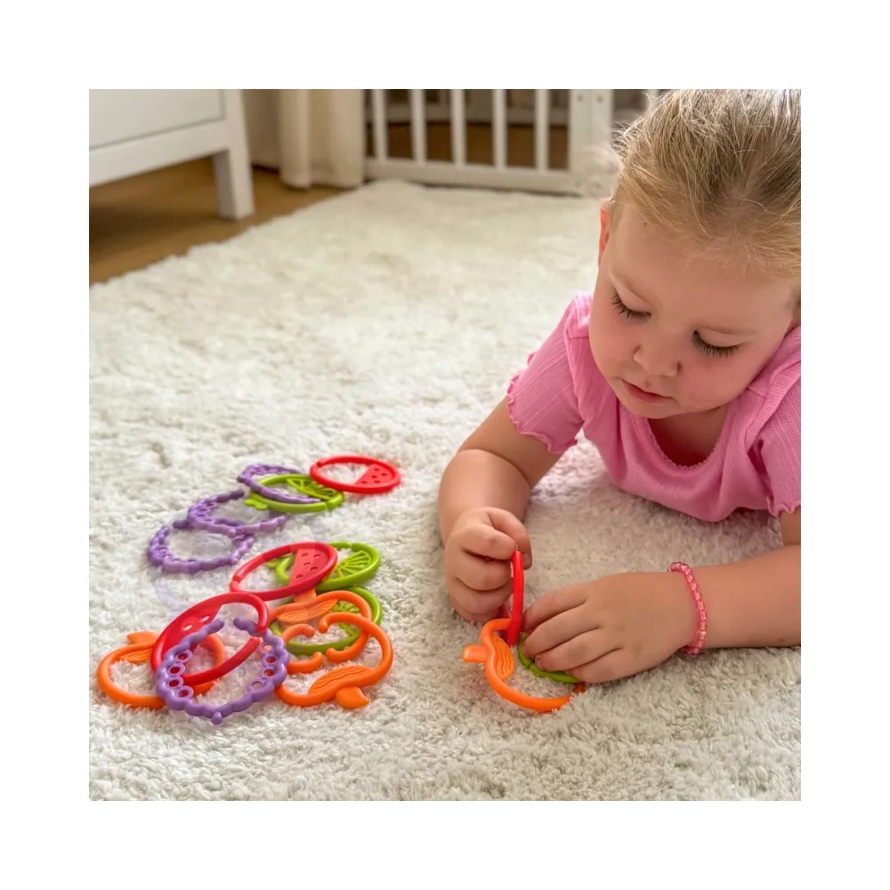 WOOPIE BABY Zabawka Sensoryczna Gryzaki dla Niemowląt Zawieszki Owoce Łańcuszek 4 el.