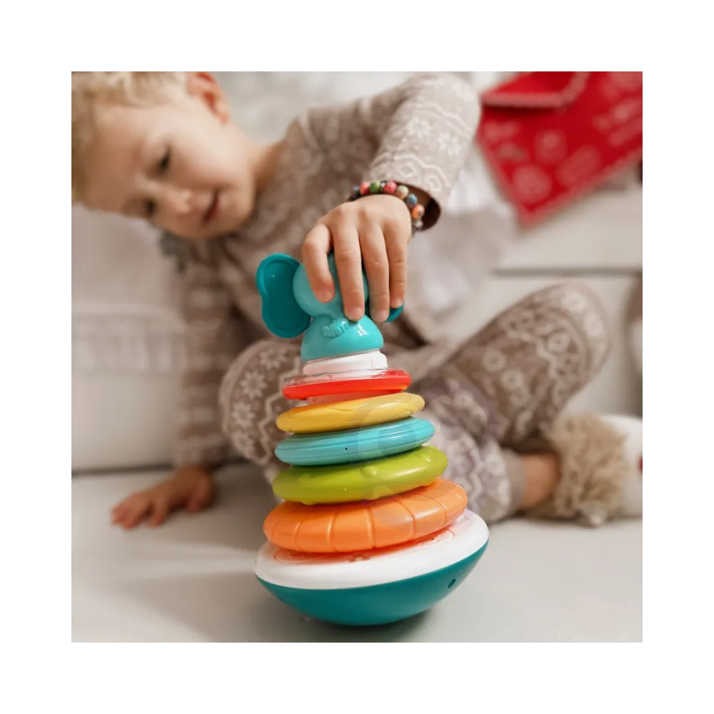 WOOPIE BABY Piramida Wieża Interaktywna Słonik z Obręczami Grzechotka