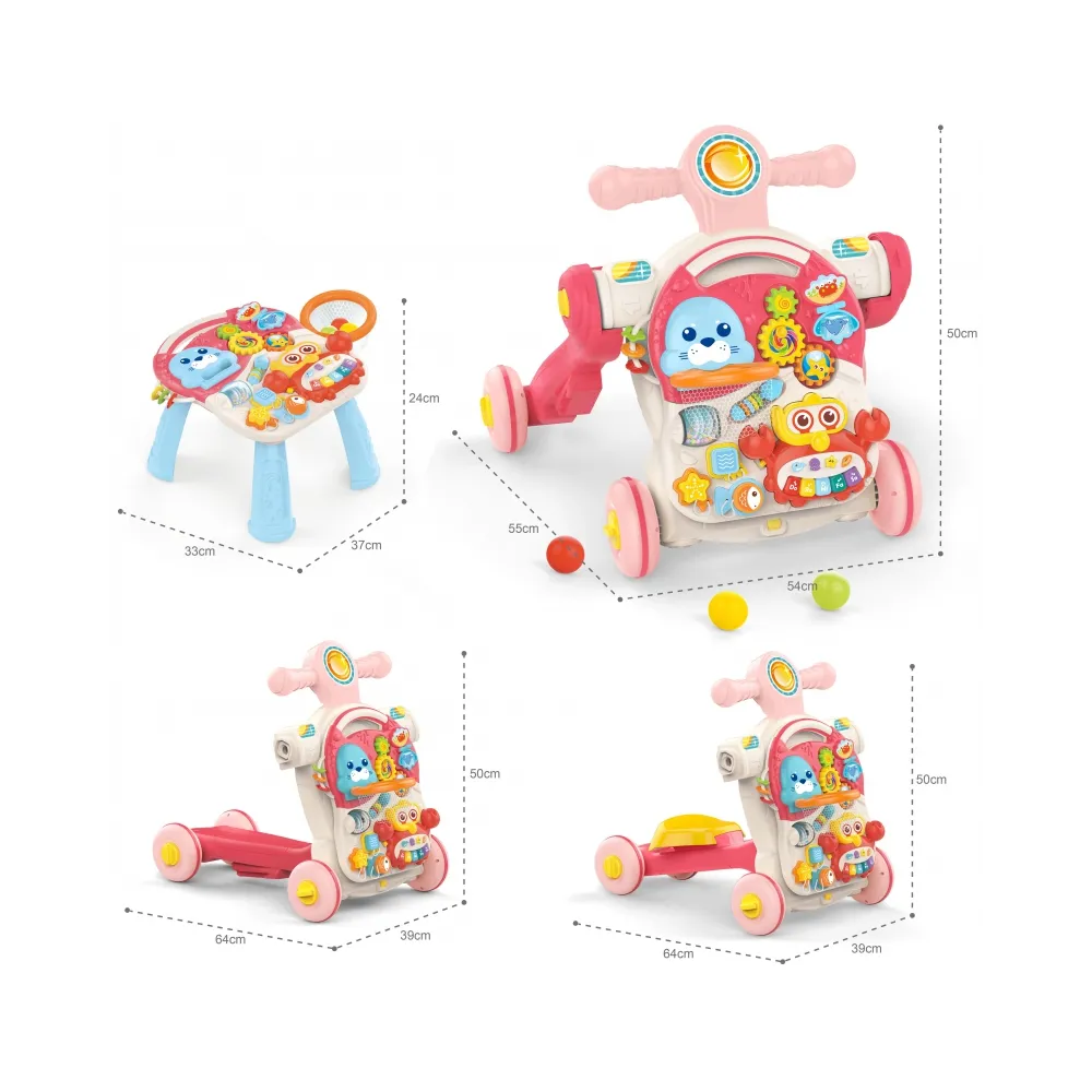 WOOPIE BABY Pchacz Chodzik Stolik Edukacyjny Hulajnoga Jeździk 4w1