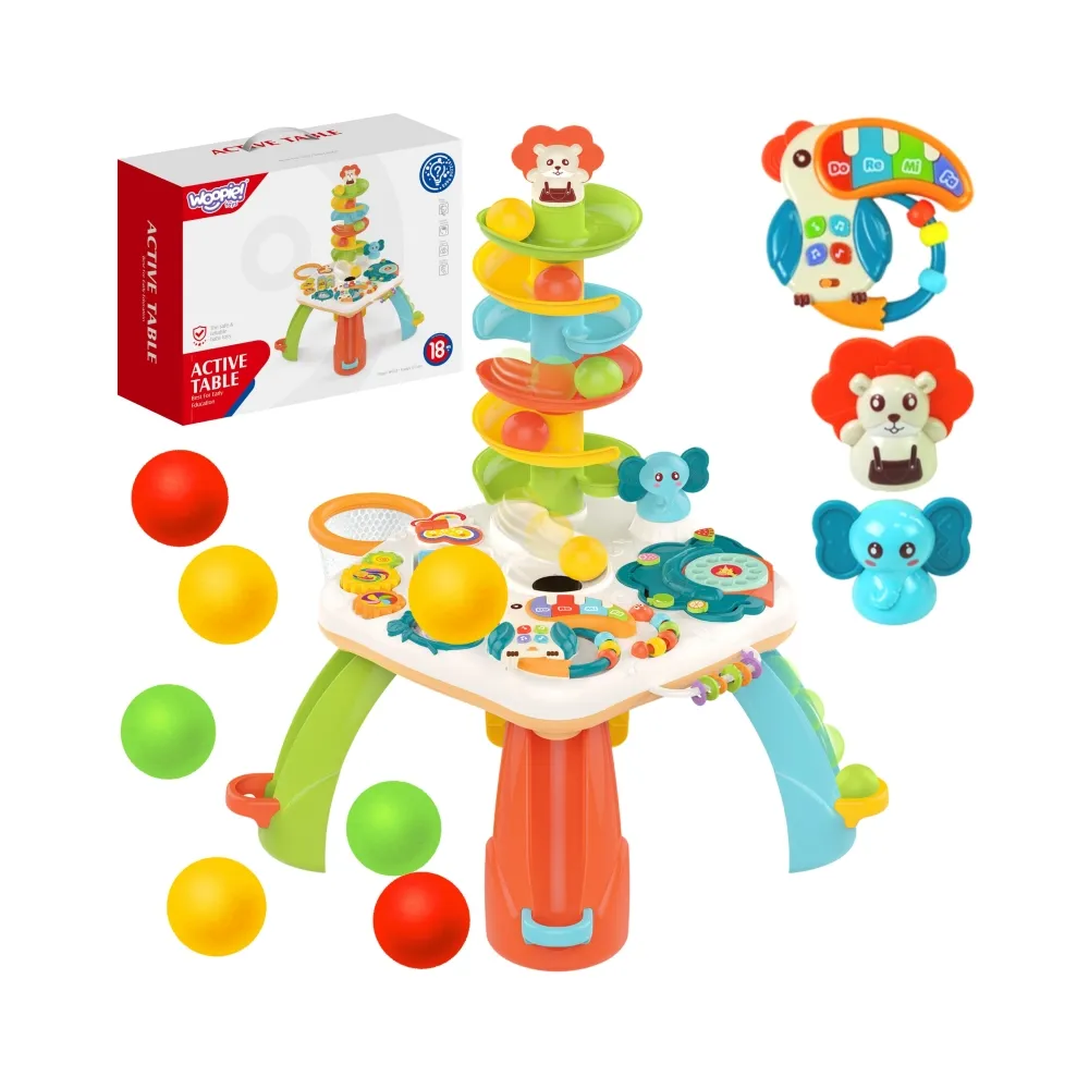 Kolorowy stolik edukacyjny Woopie Baby z kulkami dla dzieci