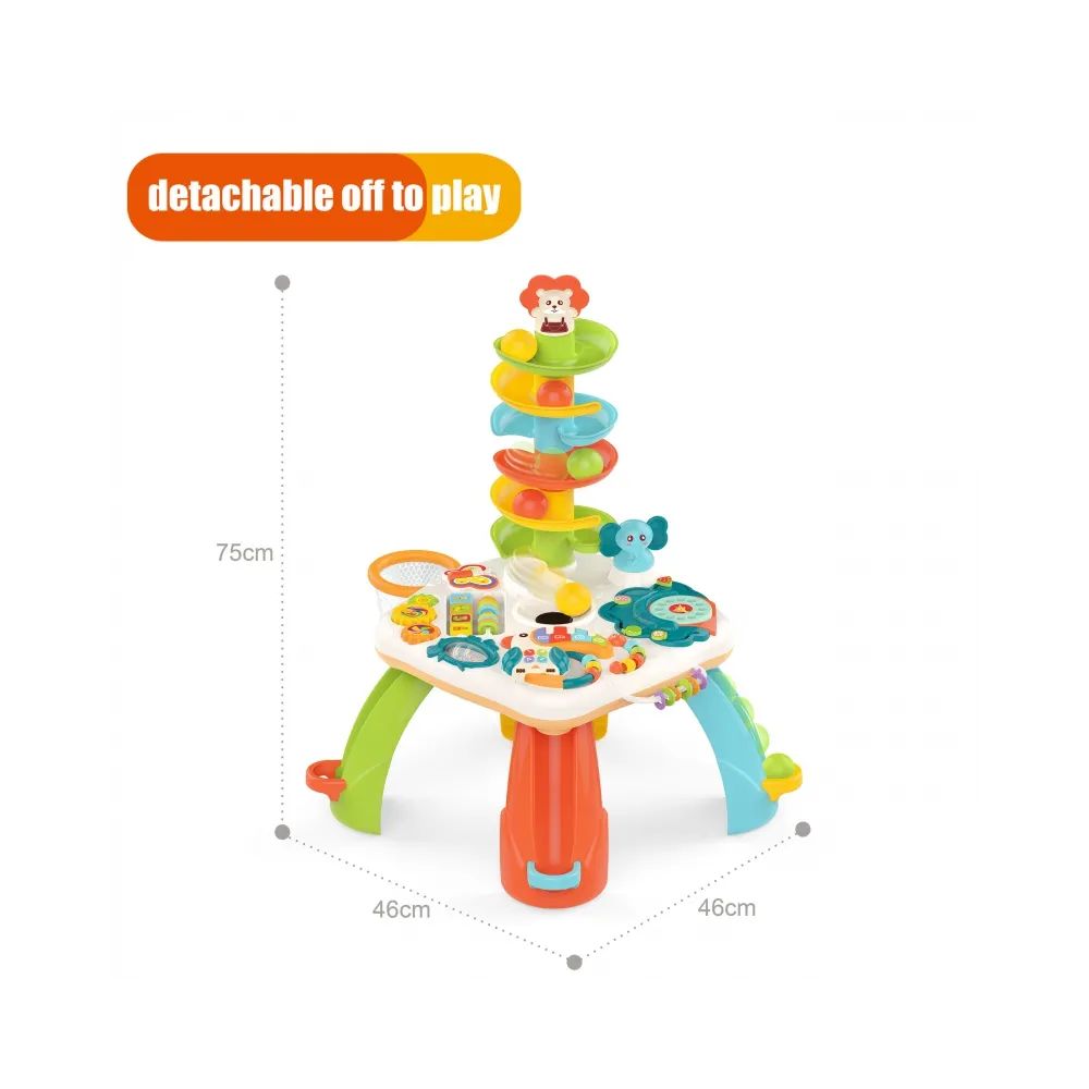 Wyjmowane pianinko tukan i sensoryczne elementy w stoliku edukacyjnym
