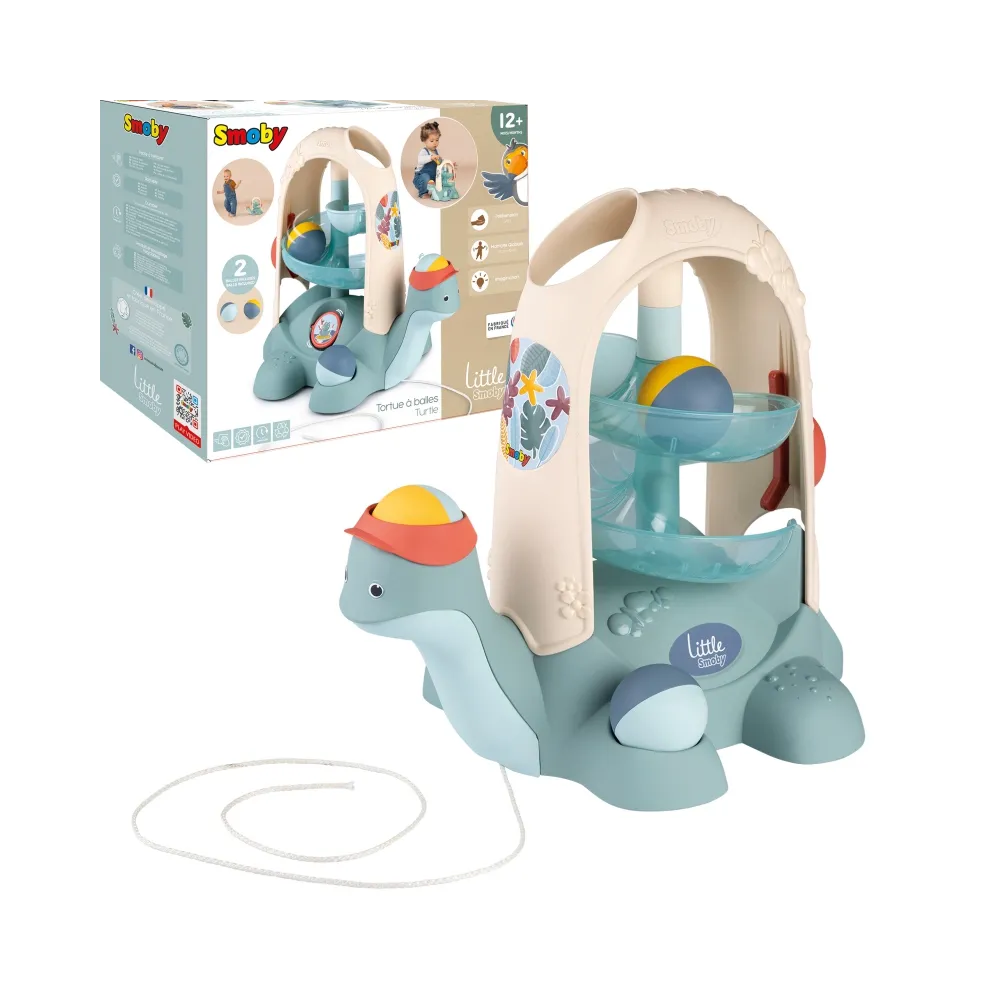 SMOBY LITTLE Żółw do Ciągnięcia ze Zjeżdżalnią dla Piłeczek 12m+