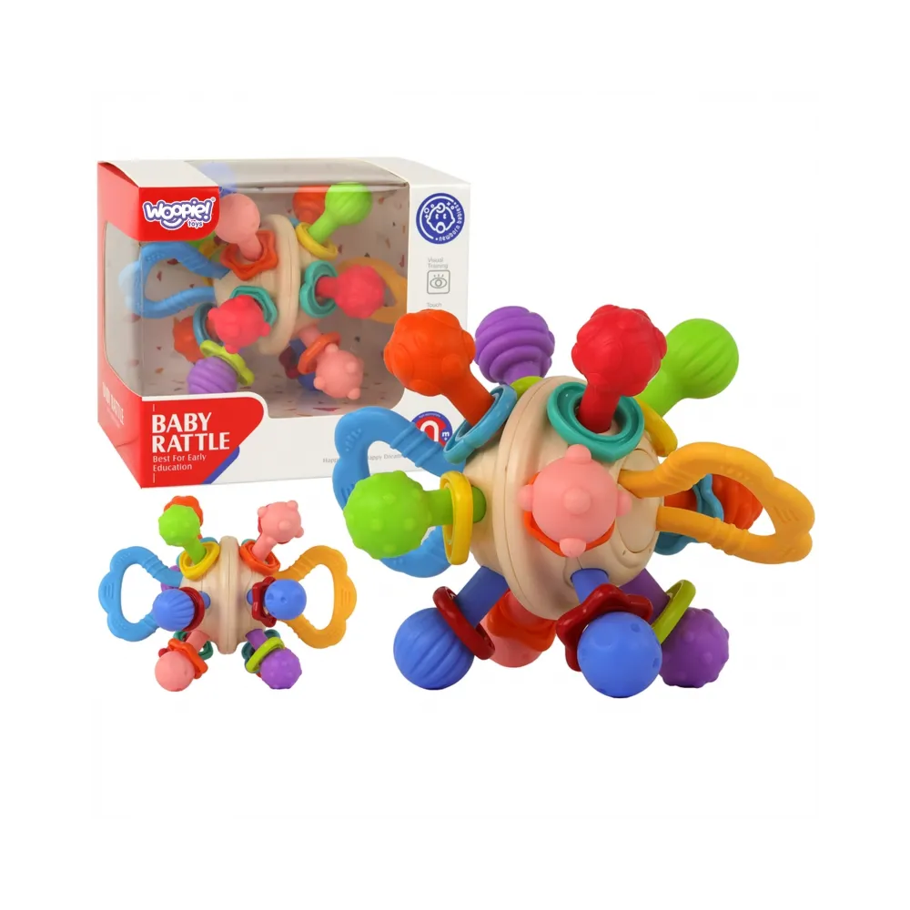 WOOPIE BABY Miękka Grzechotka 2w1 Gryzak Zabawka Sensoryczna dla Niemowląt 0m+