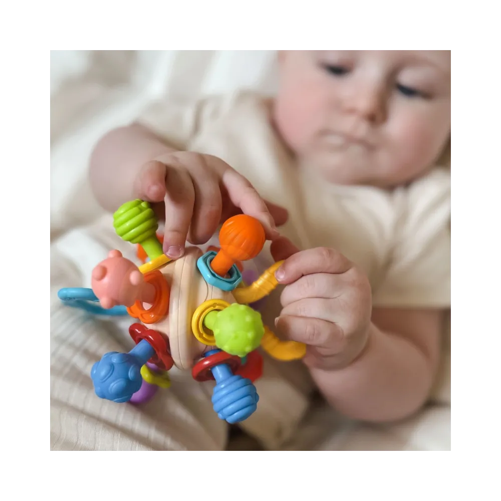 WOOPIE BABY Miękka Grzechotka 2w1 Gryzak Zabawka Sensoryczna dla Niemowląt 0m+