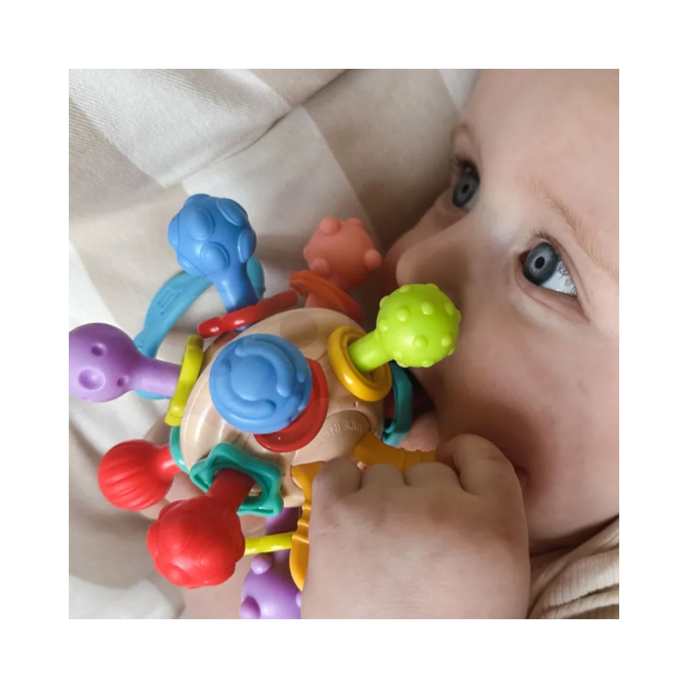 WOOPIE BABY Miękka Grzechotka 2w1 Gryzak Zabawka Sensoryczna dla Niemowląt 0m+