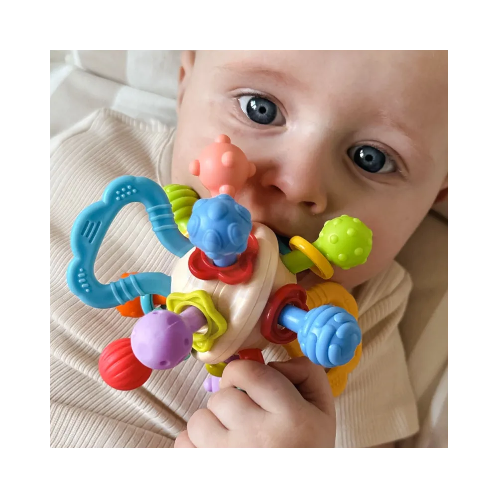 WOOPIE BABY Miękka Grzechotka 2w1 Gryzak Zabawka Sensoryczna dla Niemowląt 0m+