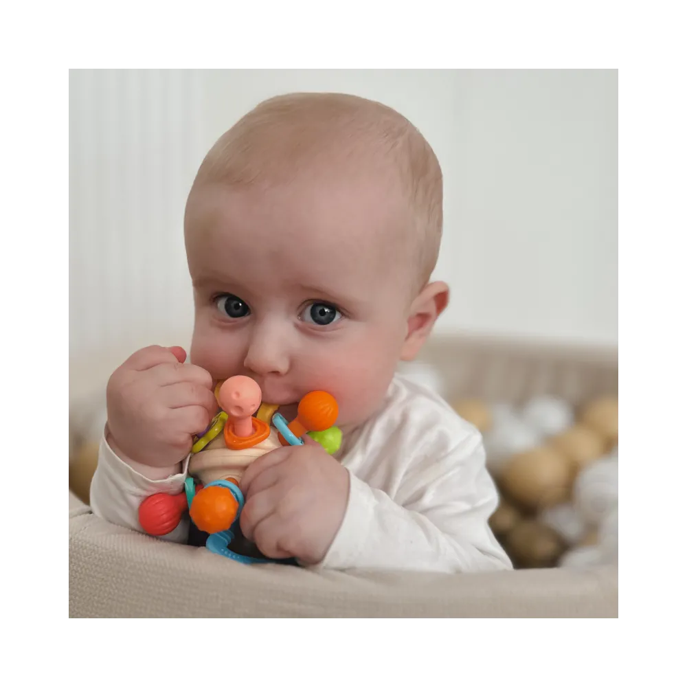 WOOPIE BABY Miękka Grzechotka 2w1 Gryzak Zabawka Sensoryczna dla Niemowląt 0m+