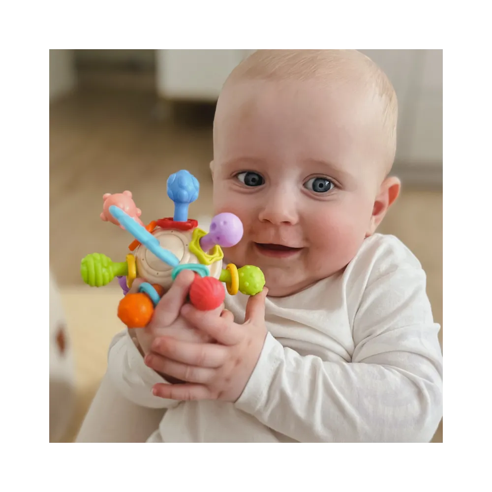 WOOPIE BABY Miękka Grzechotka 2w1 Gryzak Zabawka Sensoryczna dla Niemowląt 0m+