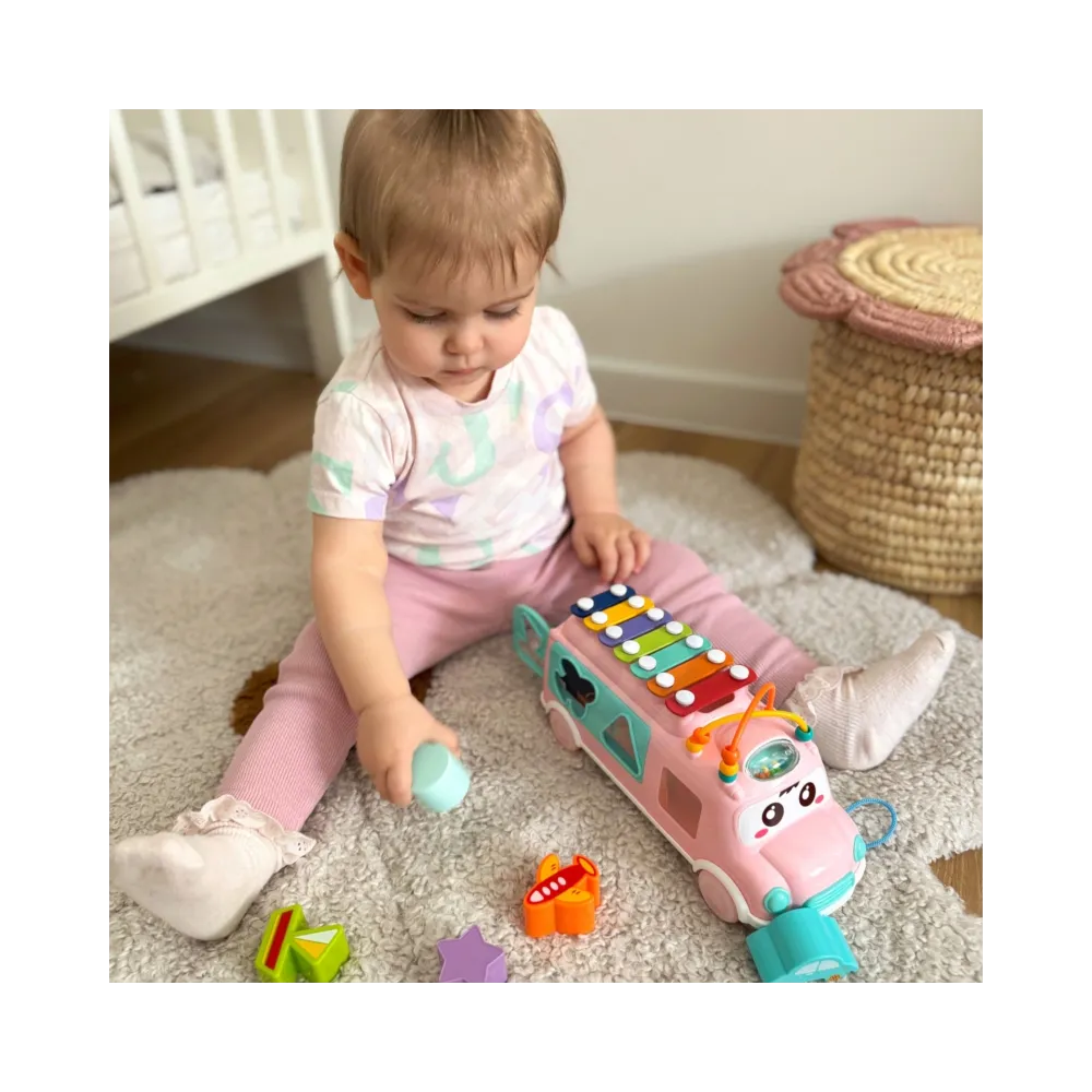 WOOPIE BABY Samochodzik Muzyczny Sorter z Cymbałkami Różowy